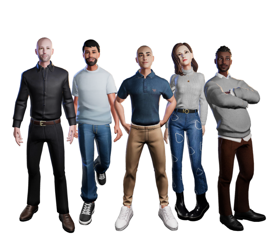 Avatars 3D représentant l'équipe de Izidée
